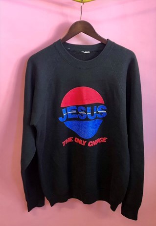 VINTAGE MEN BLACK JESUS SWEATSHIRT
