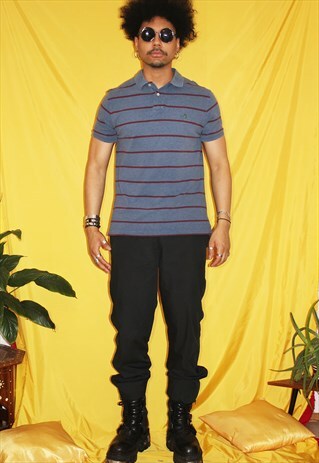90S VINTAGE RALPH LAUREN STRIPED BLUE POLO SHIRT