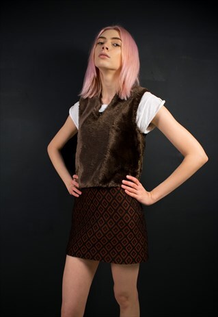 DARK BROWN FAUX FUR VEST