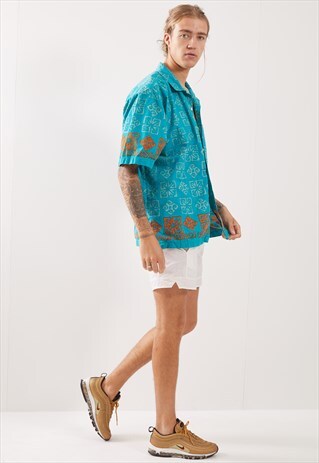 VINTAGE HAWAIIAN PATTERNED FESTIVAL SHORT SLEEVE SHIRT