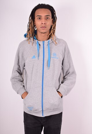 ADIDAS MENS VINTAGE HOODIE JACKET MEDIUM GREY 90S