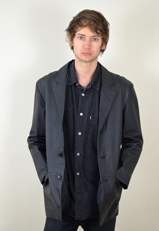 90S VINTAGE BLACK LEATHER JACKET
