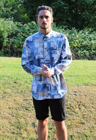VINTAGE 80S ART NERD SHIRT - LARGE - LONG SLEEVE - FESTIVAL