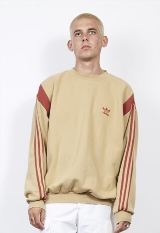 VINTAGE 90'S ADIDAS CAMEL/DARK RED SWEATER