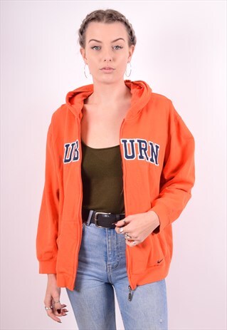 NIKE WOMENS VINTAGE HOODIE JACKET LARGE ORANGE 90'S