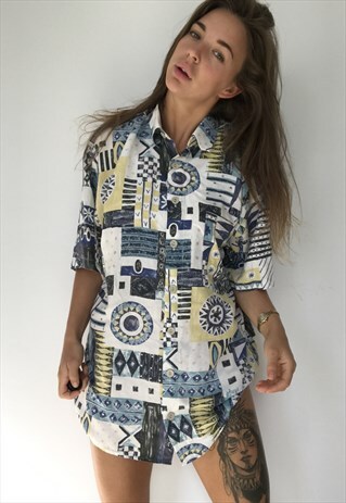 PATTERNED OVERSIZED RETRO VINTAGE UNISEX FESTIVAL SHIRT