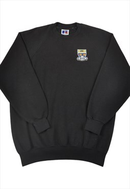 Vintage Russell Athletic Embroidered Sweatshirt Black Medium