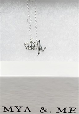 H Crown Initial Anklet 925 Sterling Silver