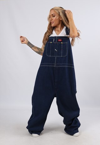 VINTAGE DICKIES DENIM DUNGAREES PLUS SIZE UK 34 10XL (44C)