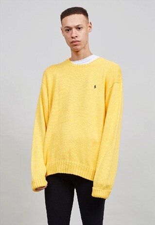 VINTAGE SUPER OVERSIZED YELLOW RALPH LAUREN CREW NECK JUMPER