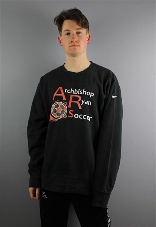 VINTAGE NIKE SWEATSHIRT IN BLACK WITH EMBROIDERED LOGO
