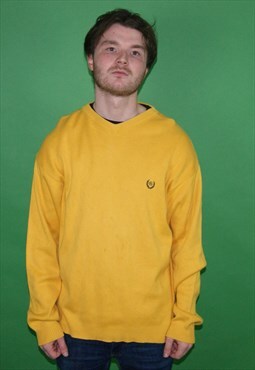 Vintage Y2K Ralph Lauren Chaps V Neck Yellow Jumper Sweater