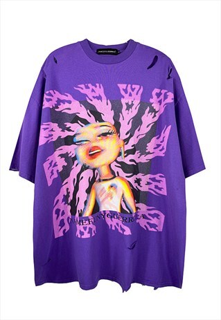 DOLL PRINT TEE PSYCHEDELIC RAVER BARBIE FLUORESCENT T-SHIRT