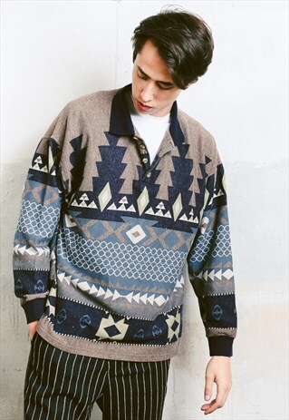 VINTAGE AZTEC PATTERNED JUMPER