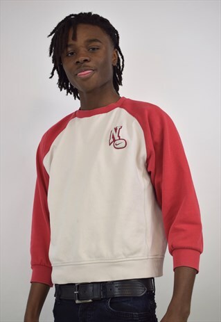 VINTAGE 90S NIKE WHITE/RED RAGLAN