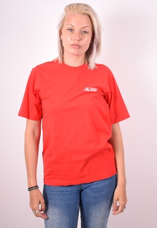 ADIDAS WOMENS VINTAGE T-SHIRT TOP SMALL RED 90S
