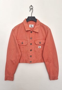Vintage Y2K Calvin Klein Peach Cropped denim Jacket