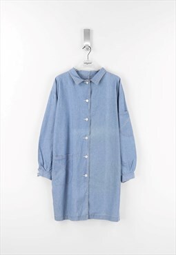 Vintage Benetton Denim Long Shirt Dress - M