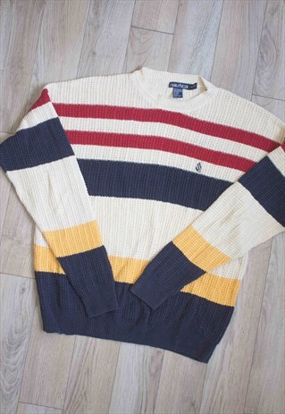 VINTAGE NAUTICA FLEECE JUMPER LOGO 90S XL 22.8