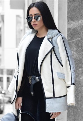 FAUX SHEARLING COLLAR JACKET