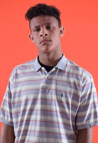 PURPLE AND GREEN RALPH LAUREN STRIPED POLO TEE