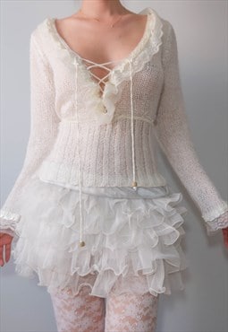 vintage ballet fairy girl core lace jumper
