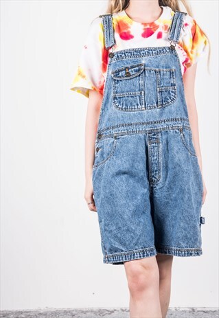 VINTAGE BLUE SHORT DENIM DUNGAREES
