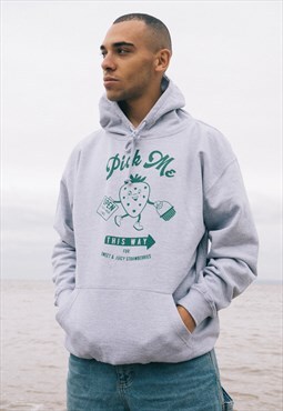 Pick Me Men's Staycation Hoodie with Strawberry Graphic