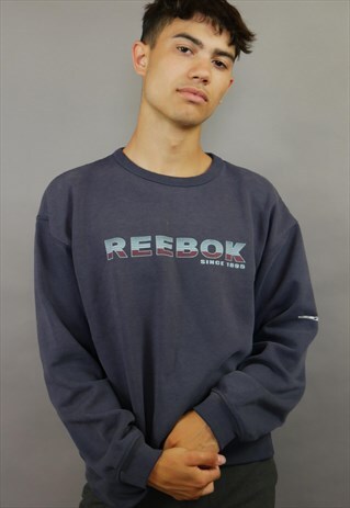 NAVY BLUE REEBOK SPELL OUT SWEATSHIRT