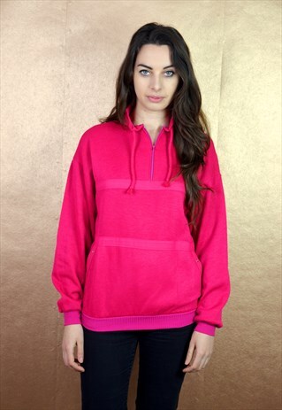 80S VINTAGE PINK MINIMAL PULLOVER SWEATSHIRT