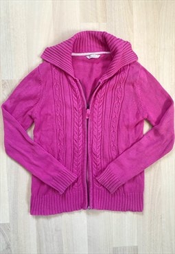 Y2K Pink Knit Zip Up Cardigan