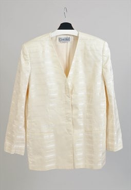 Vintage 90s CARLISLE blazer jacket in butter white