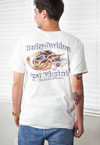 VINTAGE HARLEY DAVIDSON T-SHIRT LOGO 90S L 7.7