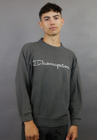DARK GREY CHAMPION SPELL OUT SWEATSHIRT