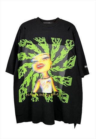 DOLL PRINT TEE PSYCHEDELIC RAVER BARBIE FLUORESCENT T-SHIRT