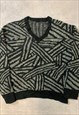 VINTAGE KNITTED JUMPER ABSTRACT PATTERNED KNIT SWEATER