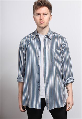 VINTAGE CORDUROY CORD STRIPED SHIRT