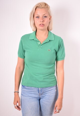 LACOSTE WOMENS VINTAGE POLO SHIRT MEDIUM GREEN 90S