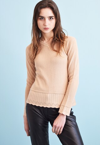 90'S RETRO NEUTRAL KNIT MOMS JUMPER TOP