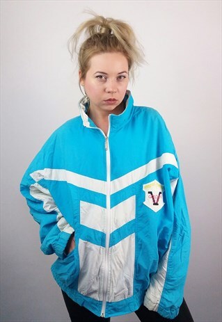 VINTAGE 80'S UNISEX RETRO TRACK JACKET / WINDBREAKER