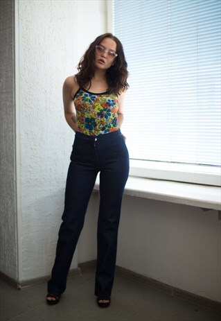 VINTAGE NAVY STRAIGHT HIGH WAISTED JEANS