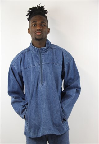 VINTAGE DENIM 1/4 ZIP JACKET