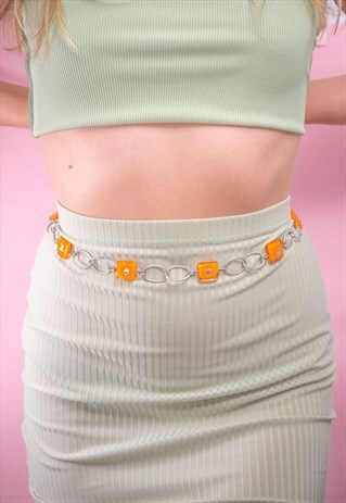 VINTAGE ORANGE & SILVER BELT