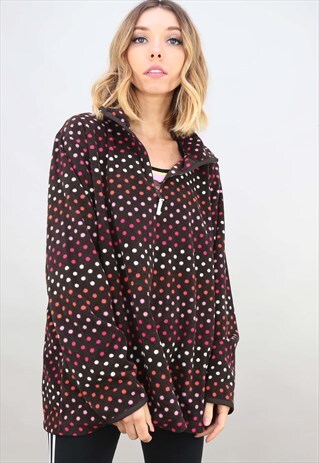 VINTAGE OVERSIZED 1/4 ZIP PATTERNED FLEECE TOP