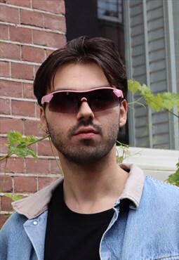 Visor Sunglasses in Pink with Grey Mirrored lenses