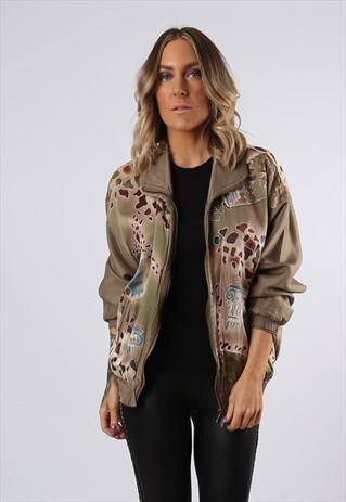 SILK BOMBER JACKET SHELL PRINT VINTAGE 90'S UK 10 (NCC)