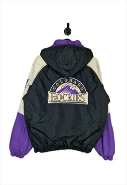 90's Starter MLB Colorado Rockies Hooded Jacket Size Large