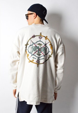 VINTAGE 80S CREAM WHITE NEW ZEALAND SWEATSHIRT JUMPER