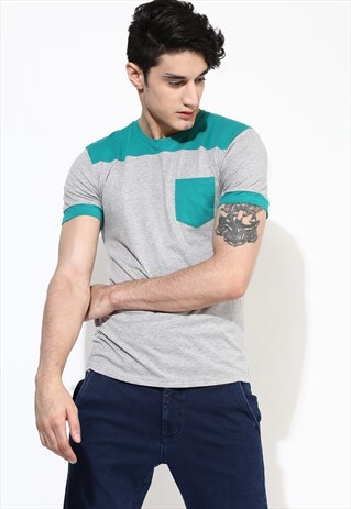 MEN'S POCKET T SHIRT GREY ORGANIC COTTON ECO FRIENDLY