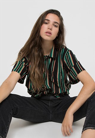 UNISEX KAOTIKO SHIRT WITH STRIPES IN BLACK
